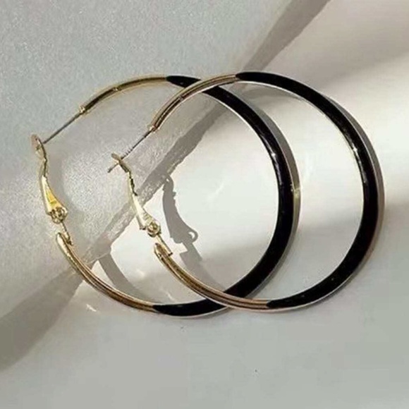 Luxe Stainless Steel Gold Tone Colored Hoop Earrings - Picture 3 of 4